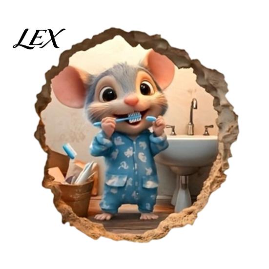 Waterproof Wall Murals Christmas Cute Mouse Break?Through Decals, 3D Hole Self?Adhesive Stickers Stickers, DIY Decor for Living Room Entryway Kids