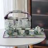 Guochao Hand-Painted Orchid Cover Bowl Two Cup Set Portable Cloth Bag Outdoor Tea Drinking High Value Light Luxury Travel Tea Set
