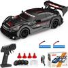 KAIMIO Scale RC Drift Car 4WD Racing Sports Toy Car with LED Race and Drift Wheels 124 2.4GHz 30KM/H High-Speed Lights, (8601-Black)