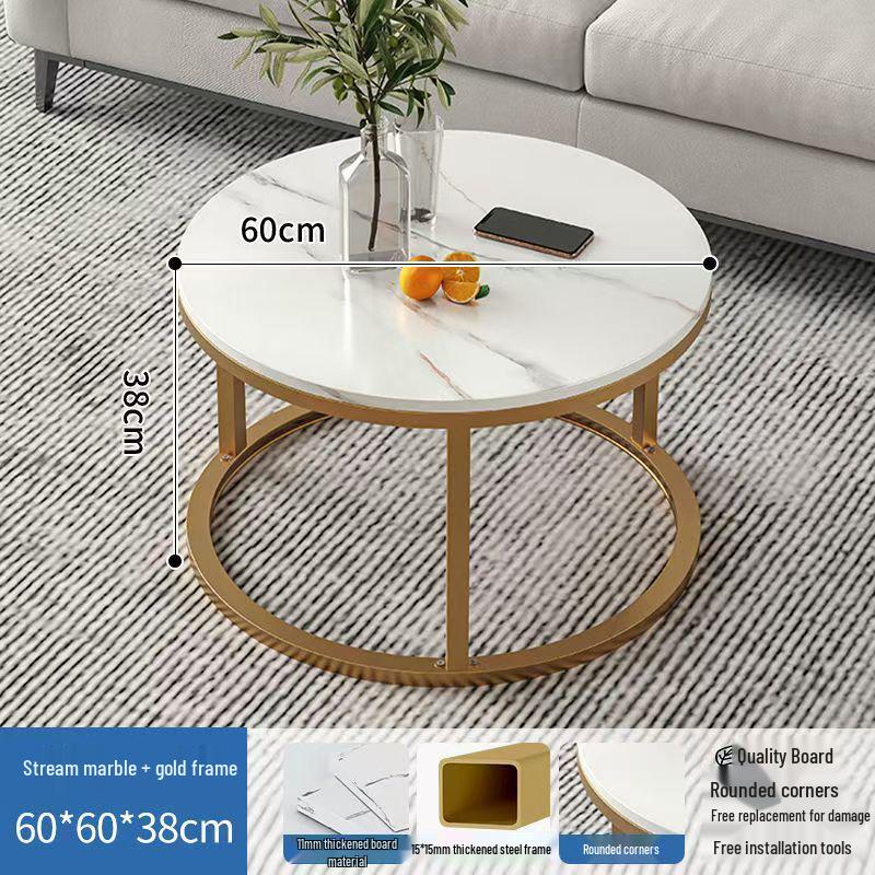 Simple Modern Light Luxury Coffee Table - Small Round Side Table for Living Room or Bedroom