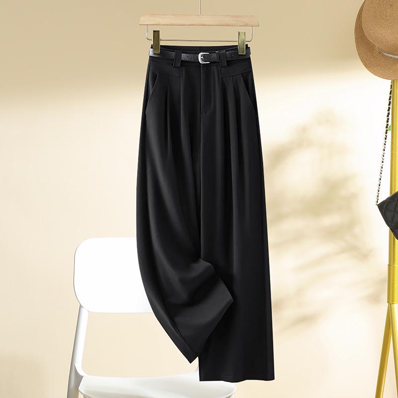 

Женские драпирующиеся стройнящие брюки - Весенняя мода 2025, стиль узких и прямых брюк, повседневный дизайн с прикрытием бедер 32 (Recommended for 145-155 lbs)