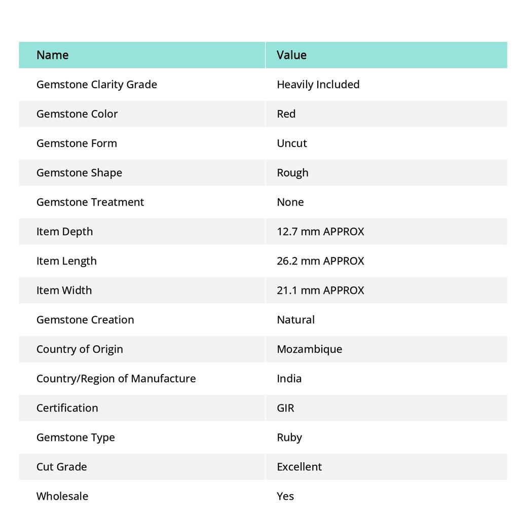 NATURAL Uncut Excellent RED Ruby Rough 50 to 60 Ct CERTIFIED Loose Gemstone. Y1A-5658
