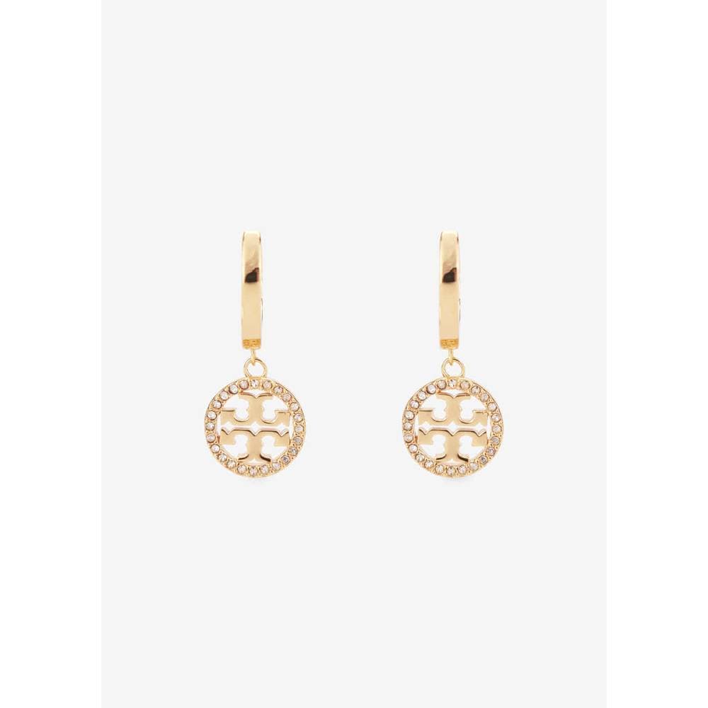 Tory Burch Women's Miller Logo Tory Gold/Crystal Earrings 87041 783