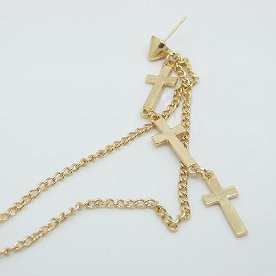 1Pc Ear Cuff Cross Dangle Versatile Alloy Women Fashion Punk Ear Crawler for Women