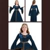 Robe médiévale pour enfant avec coiffe, Vêtements médiévaux pour enfants à manches trompette, Costume Cosplay Halloween pour Fille