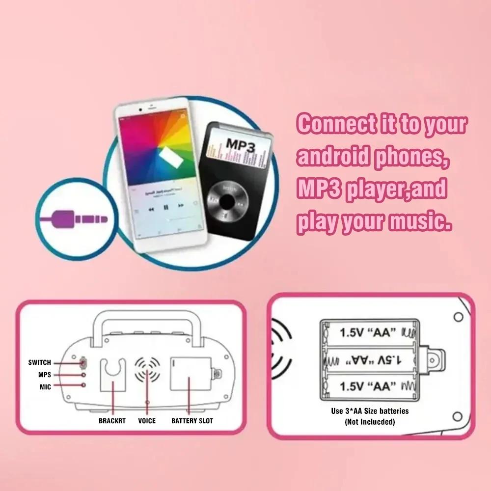 Microphone Karaoke Machine Music Instrument Children Toys with Light Indoor Outdoor Travel Educational Toy Gifts for Kids Girls