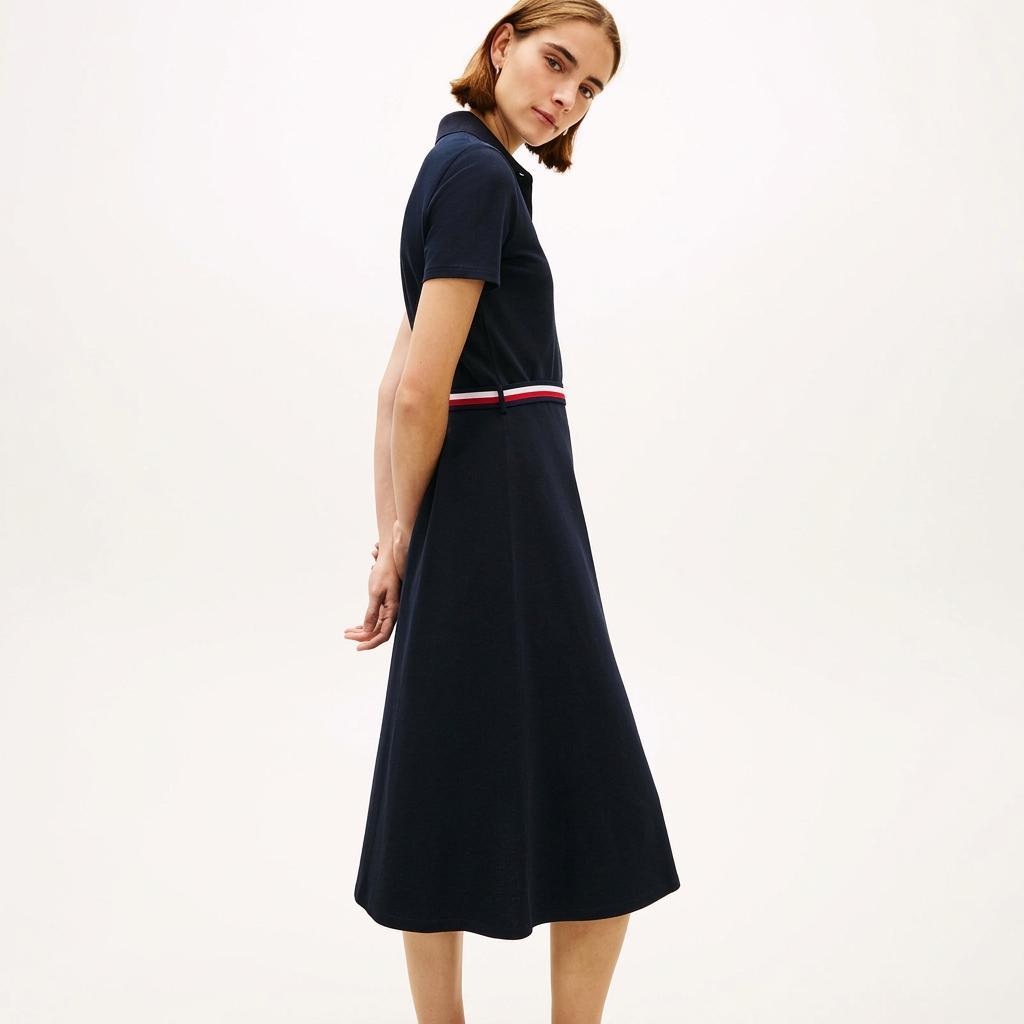 Tommy Hilfiger Casual Color-Block Waist-Tie A-Line Polo Dress Women Dresses XW0XW07936