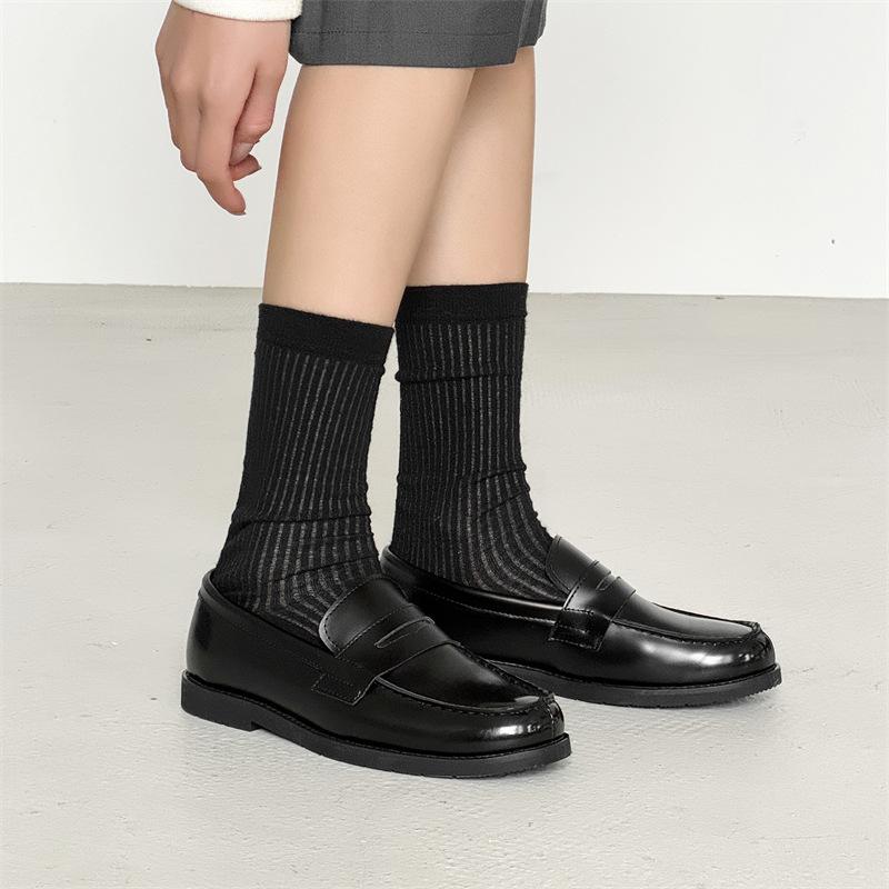 

One-pedal loafers black derby men s lazy beanie shoes British couple leather shoes 14532-24532-T 39