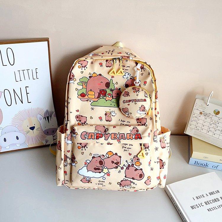 Schoolbag New Korean Version Student Schoolbag Junior High School High School Girls Large Capacity Burden Reduction Backpack Fashion Cartoon Casual