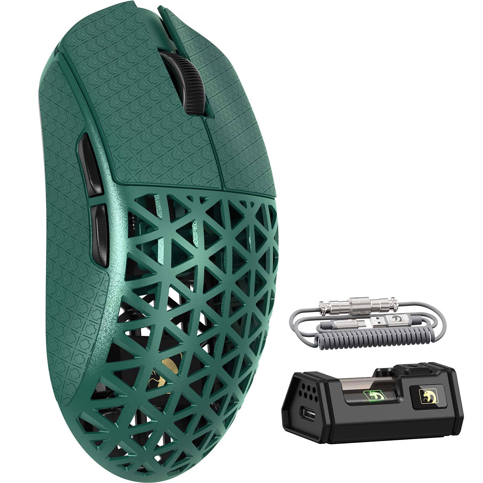 

MAMBASNAKE M5Ultra Gaming 8K Carbon Fiber Wireless PAW3950MAX Nordic52840 8000Hz Polling Up to 42000 3 FPS Coiled Grip Tape Included Direct Approval зелений