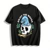 Skull Wave Print T-Shirt Trendy Vacation Style Casual Tee Pure Cotton T-shirt