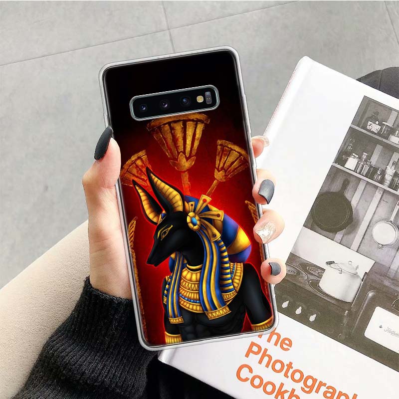 Egypt Nefertiti Anubis Ankh Cat Phone Case for Samsung Galaxy A52 A51 A50S A12 A22 A32 A72 A10S A30S A31 A71 Note 20 Ultra 10 Pl