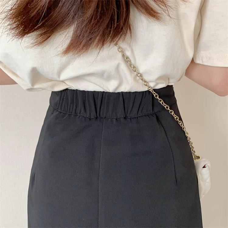 Dámská sukně áčkového střihu s vysokým pasem a zadním rozparkem - Korejská móda, Slim střih, Střední až dlouhá délka