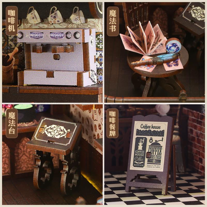 CUTE ROOM DIY Miniature Coffee House 3D Puzzle Book Nook Kit - Tiny Model Building Toy Birthday Gift