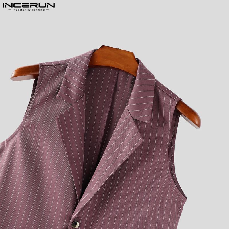 INCERUN Ensembles Deux Pièces Homme Gilet Rayé Sans Manches Court et Pantalon Long Droit
