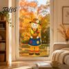 Non Adhesive Window Decals Fall Clings, Autumn Scarecrow Maple Leaf Stickers, Reusable Double-Sided Removable Pumpkin Clings Static PVC Glass