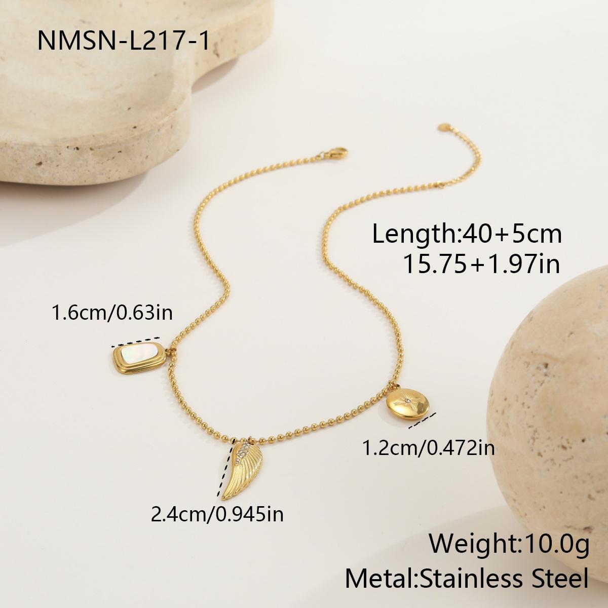 GEMCHIC Women s Layered Gold Stainless Steel Necklace with Heart Wing and Moon Pendant for Daily Wear
