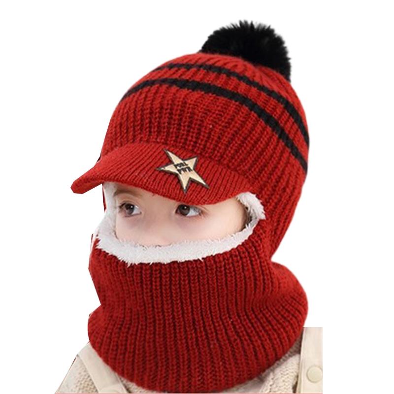 

Toddler Kids Winter Hooded Hat Scarf Earflap Beanie Toddler Hood Skull Caps Winter Hat Fleece Lining EarFlaps
