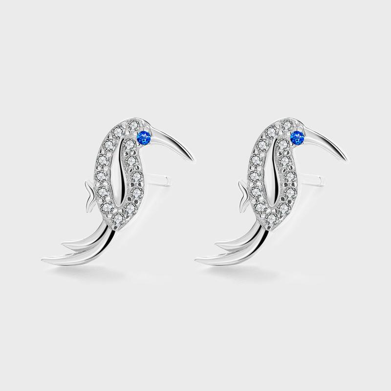 

Креативные серьги из стерлингового серебра с животными для женщин. Изысканные серьги в форме попугая с цирконом. Ювелирные изделия для вечеринок. Подарок на годовщину. S925 Серебряные украшения. серебряный