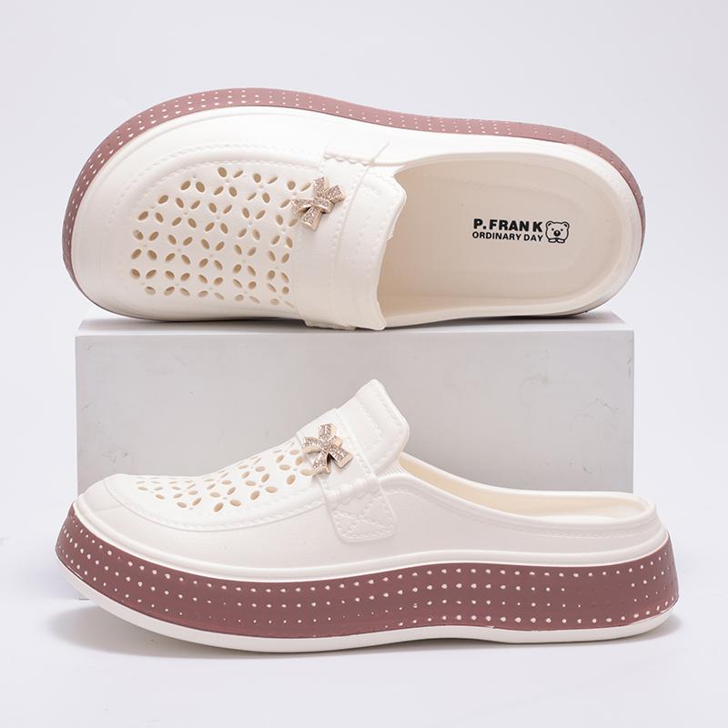 Fashion Kidmi Summer Women Slippers New EVA Round Head Clogs Flat Closed-toe Slippers Beach Slippers Thick Soles Slides Fitted Women Men