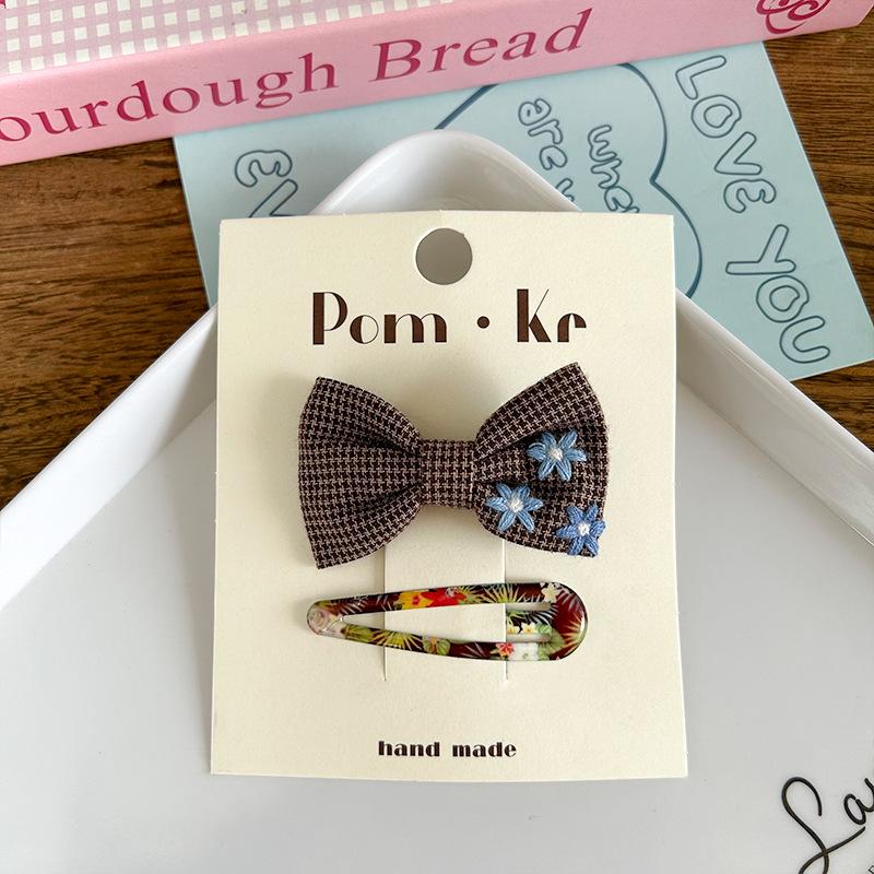 Haarspange Haarnadel im koreanischen Stil mit Karomuster und Blume