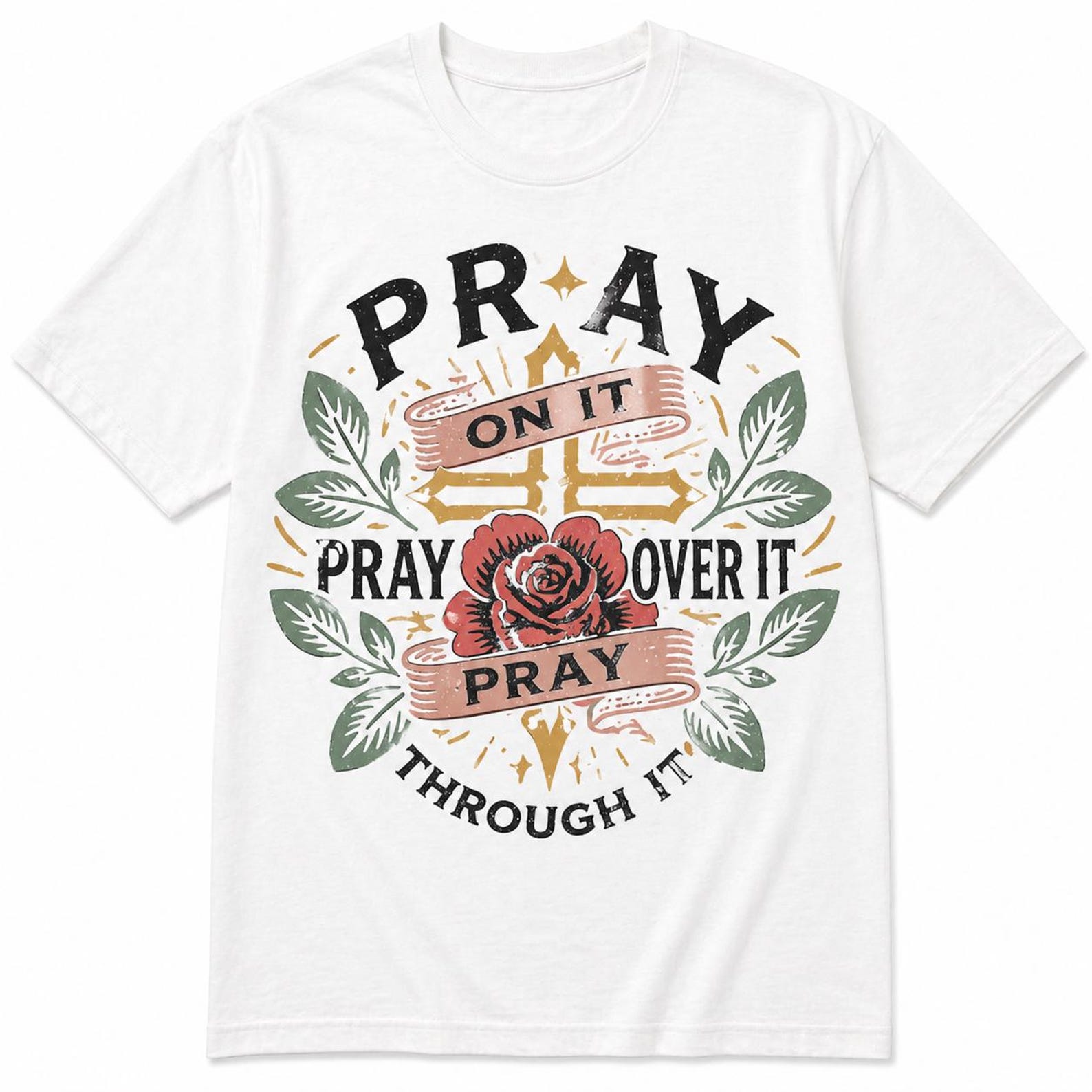 Christian Pray Shirt, Vintage Faith Graphic Tee, Pray On, Over, Through It M