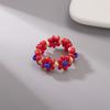 Bohemian Handmade Colorful Crystal Beaded Imitation Pearl Rings Continuous Circle Minimalist Wedding Promise Stacked Finger Ring