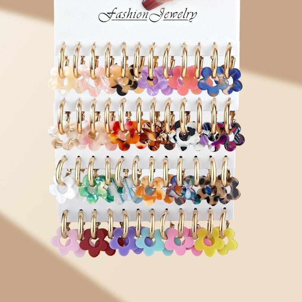 Modisches Acryl-Ohrringe-Set Bunte Vielseitige Ohrringe Geschenk Blume Anhänger Elegante Hängeohrringe Damen Mädchen Geschenk