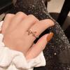 Flower Ring - Women's Fresh and Cute Small Engraved Small Flowers Double-Layer Hollow Open Wave Student Style Finger Ring