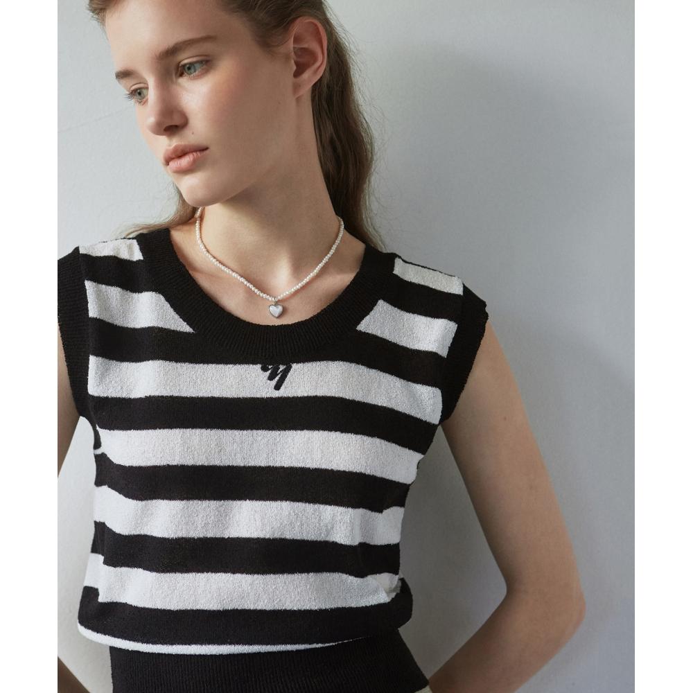 

NICKNICOLE NNC STRIPE KNIT VESTBLACK