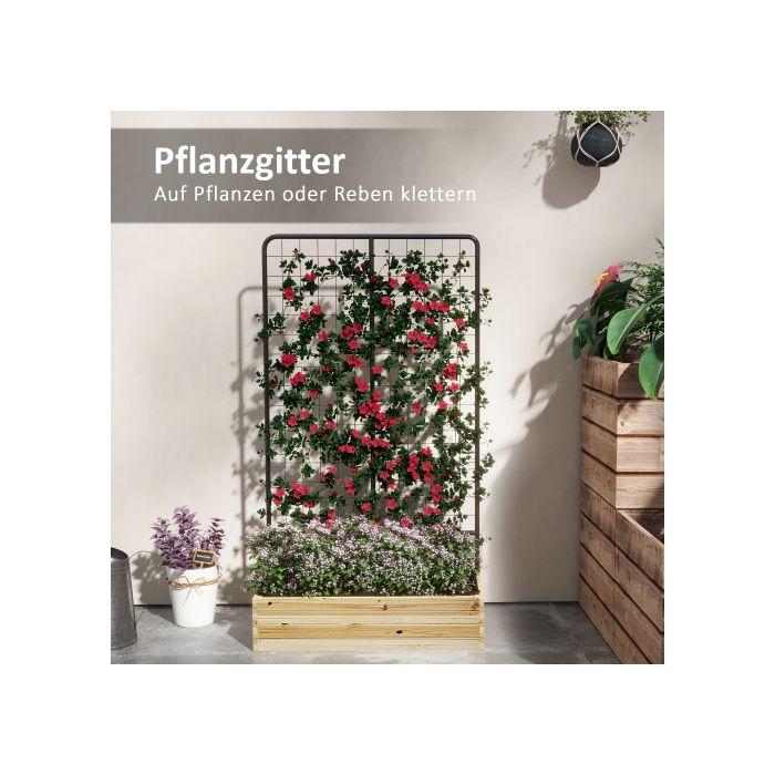 Erhöhtes Pflanzbeet - MUVOE - mit Rankgitter - Natürliche Tanne - 47 L - 80x38x145 cm