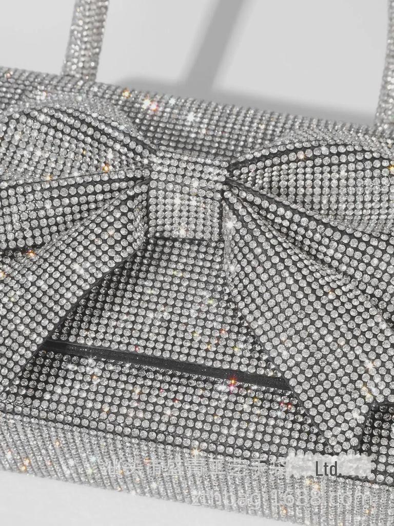 2024 Luxurious Rhinestone Bow Evening Bag - European & American Bridal Clutch