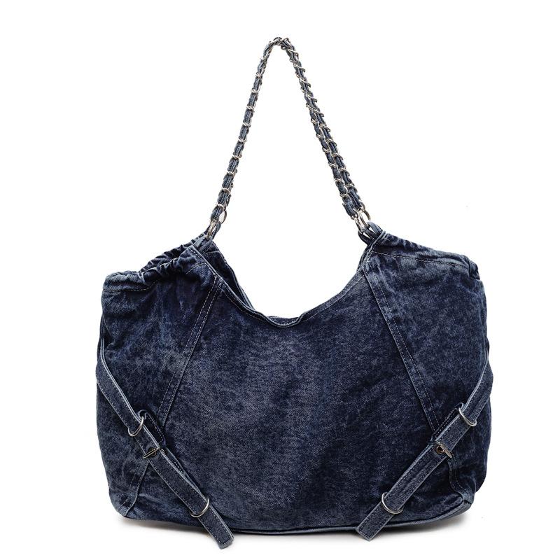 Denim Tote Bag Simple Casual Fashion Messenger Bag Korean Version Large Capacity Shoulder Bag Women's New Armpit Bag