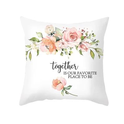 Federa per cuscino con stampa di fiori e lettere primaverili, decorazione per la casa per divano, fodera per cuscino in poliestere, spedizione diretta, Housse De Coussin