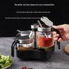 Kitchen Glass Spice Jars Set (4 x 300ml) with Stainless Steel Lids & Rack