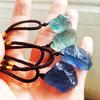 Women Clear Crystal Gemstone Natural Quartz Stone Healing Necklace Fluorite Pendant