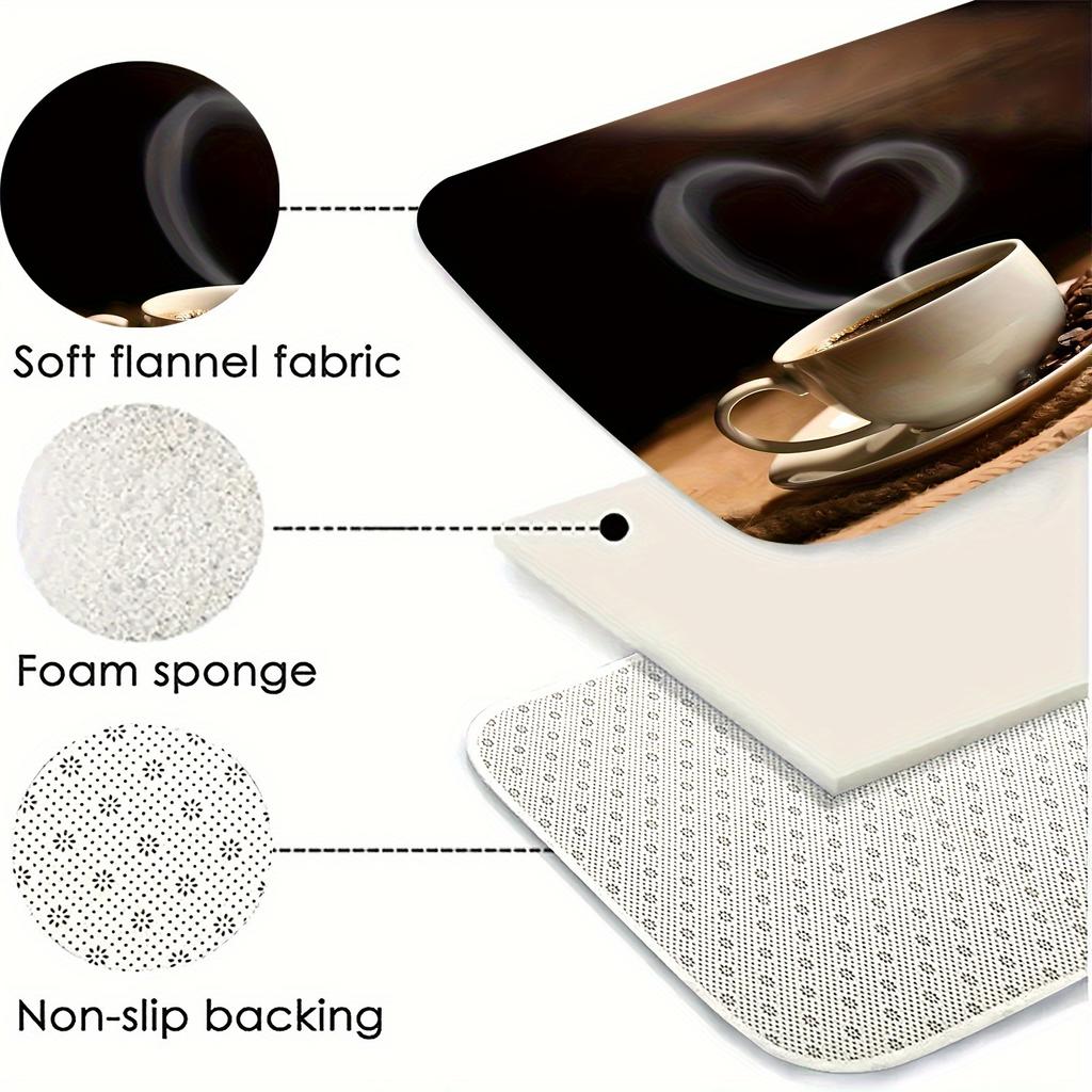 1 stk Kaffetrykk Anti-skli tepper Kjøkkenmatte Myk fortykket kjøkkengulvmatte Vanntett Vintage Absorberende Sklisikkert Oljebestandig Gulvmatte Løpematte