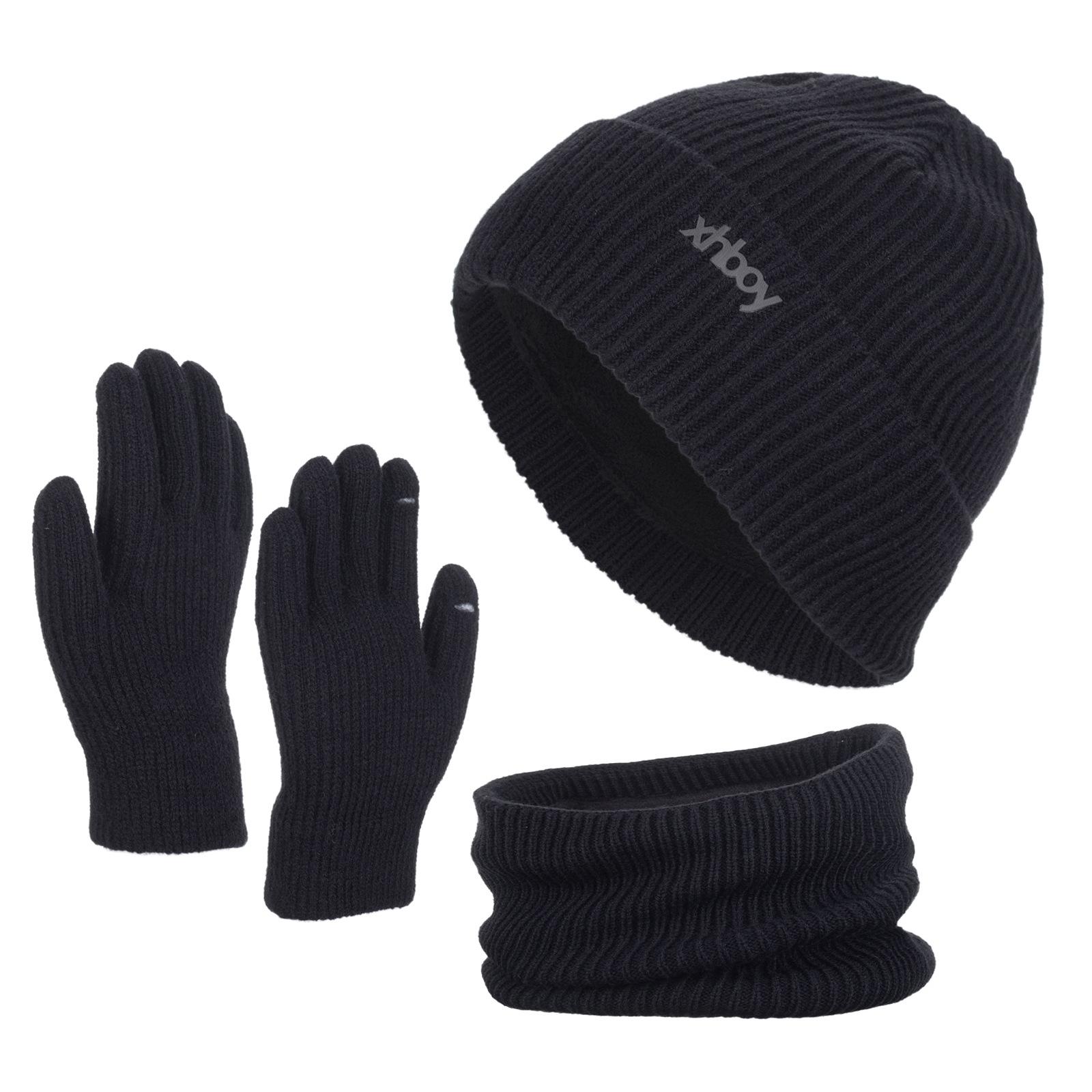 

Новая теплая вязаная шерстяная шапка зимняя флисовая утолщенная горячая этикетка вязаная шапка цветочная мужская уличная шапка - чёрный