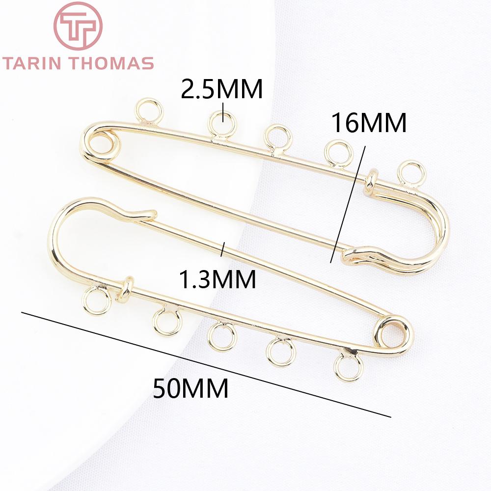 (9648) 6 Stück 24K Goldfarben Plattiertes Messing mit Löchern Kleidernadel Brosche Hohe Qualität DIY Schmuckherstellung Fundstücke Zubehör