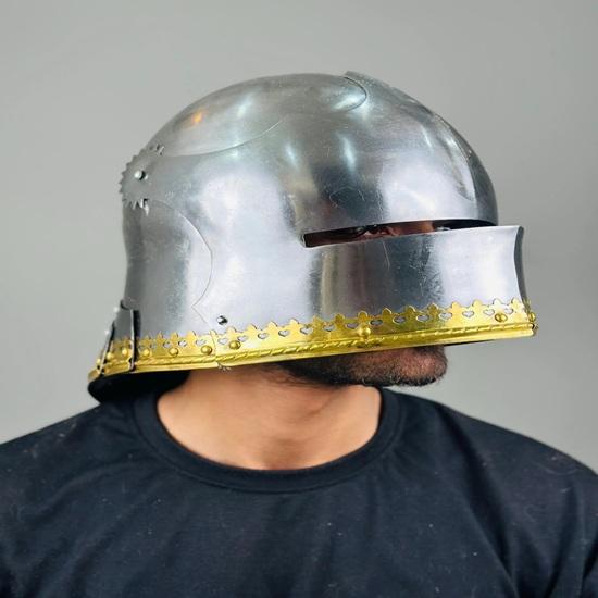 German Sallet Helmet Medieval 18g Mild Steel Helmet LARP Cosplay Halloween Costume Gothic Armor Helmet Best Gift