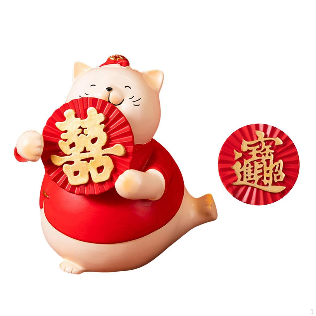 Cat Statue Art Figurines Decorative Crafts Scene Layout Chinese Sculpture for Centerpieces Tabletop