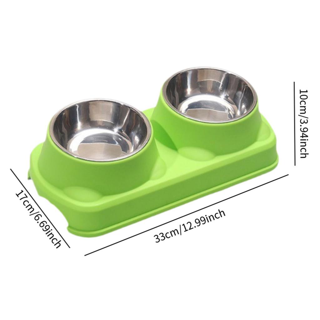 Elevated Cat Bowl Stainless Steel Double Pet Dishes Raised Feeding Set Food Water Holder for Indoor Kitten