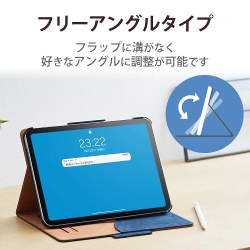 ELECOM iPad 10.9 10th Generation (2022) Case Cover Flap Case Free Angle Soft Leather Material Navy TB-A22RPLFDTNV