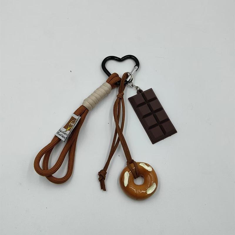 Miu Style Faux Alkaline Water Knot Chocolate Bread Keyring Pendant 01