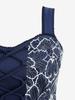 Rosegal Plus Size Lace-up Panel Floral Embroidery Lace Trim Hollow Out Hem Tank Dress
