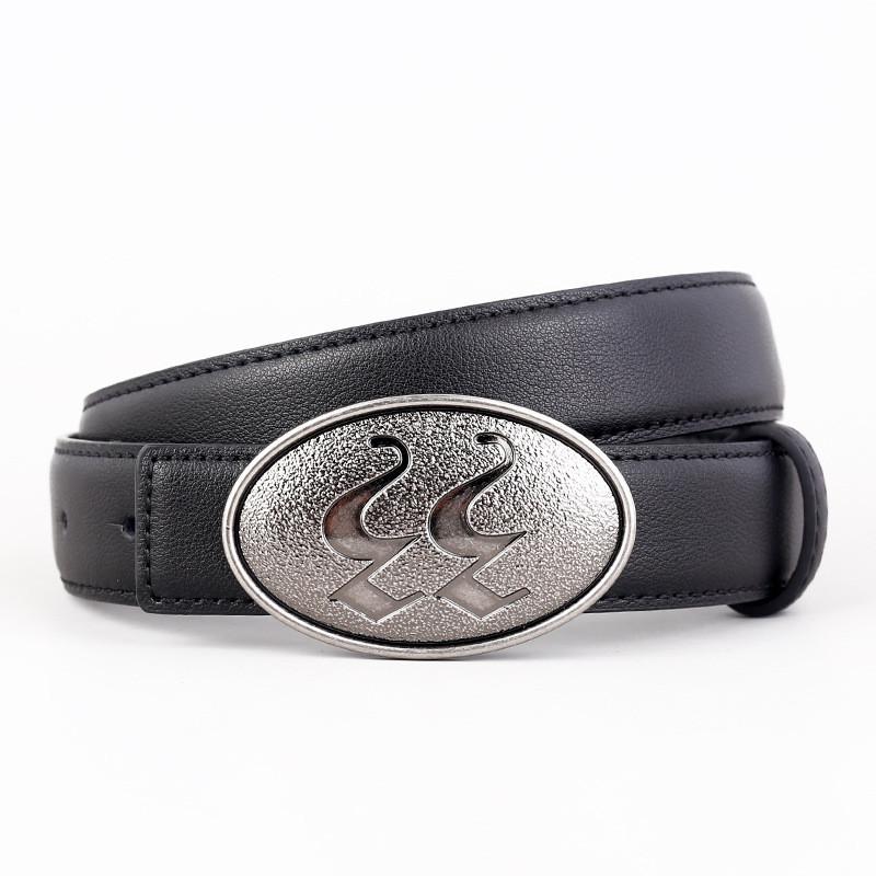 Fashionable Womens Genuine Leather Belt With Sleek Clasp And Classic Design For Work And Leisure чёрный