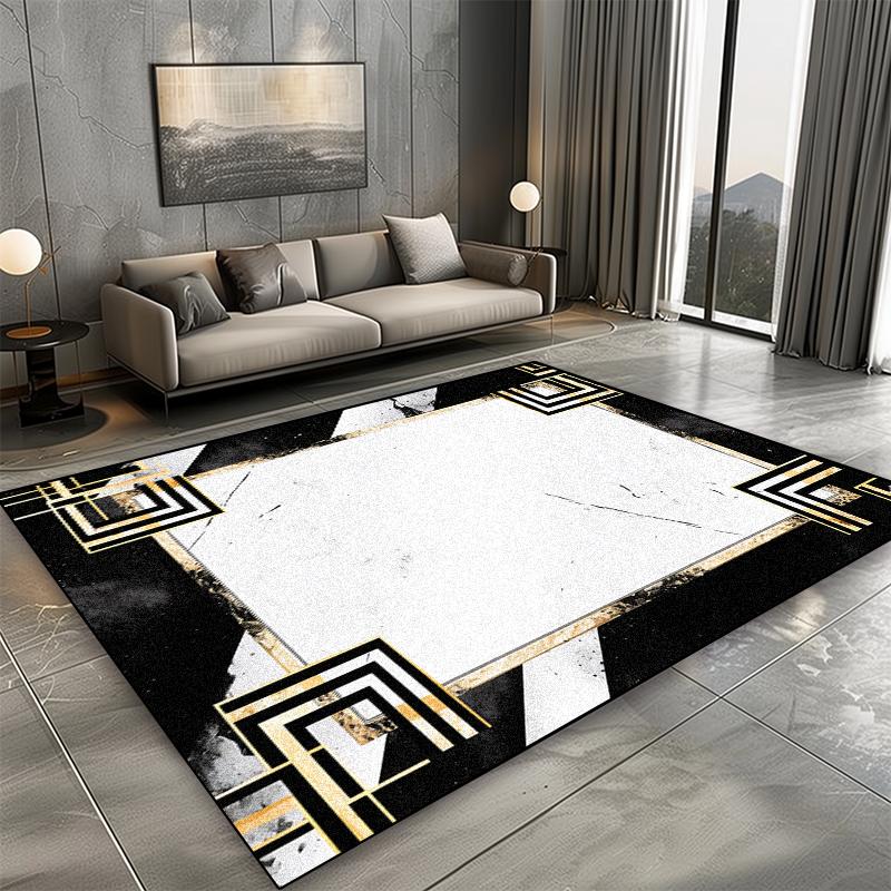 European Style Carpet for Living Room Black Marble Decor Sofa Area Large Rugs Hotel Hall 200x300 Cm Non-slip Plush Floor Mats