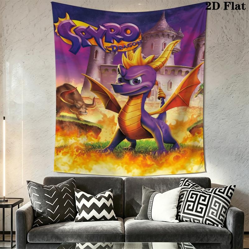Spyro the Dragon Wall Tapestry Aesthetic Wall Hanging Printed Fabric Blanket Decorative Tapestries for Bedroom Living Room Home Decor