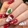24 Christmas Almond Wear Nails Santa Claus Christmas Tree Elk Nail Art Nails Fake Nails