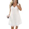 Big Size Sleeveless Dress with Embroidered and Openwork Design, V-neck Back Lace Summer Short Dress